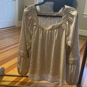 LC Lauren Conrad Beige Floral Blouse
